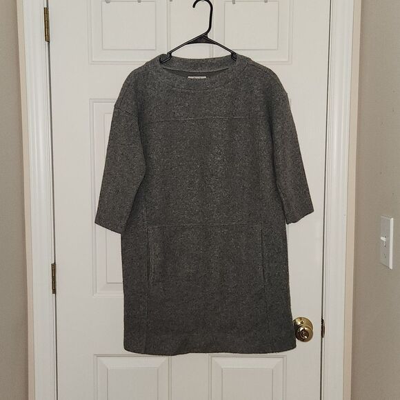 Madewell Gray Manuscript Wool Blend Oversized Dress Size XS B5456 Pockets - Picture 1 of 5